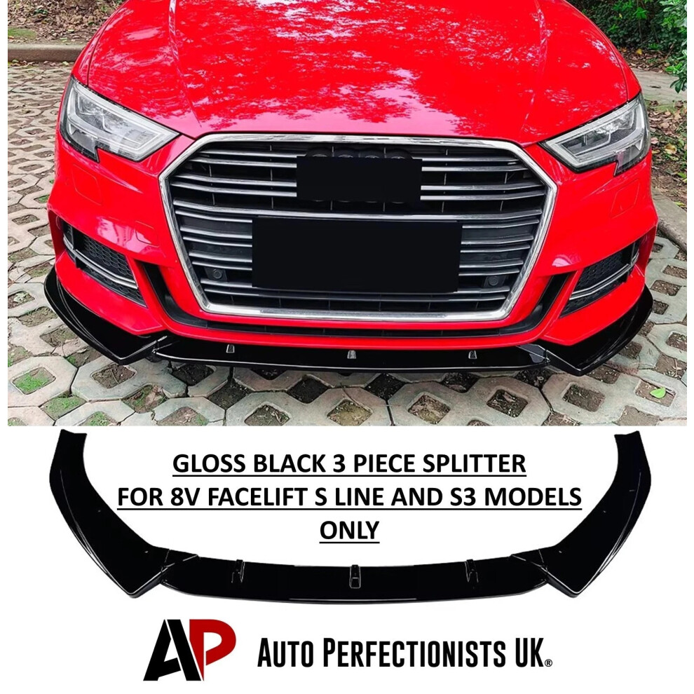 For Audi A3 S3 S Line 8V Front Splitter Spoiler Lip Body Kit 2017-2020 5061072668302