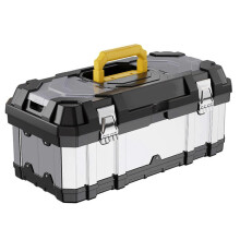 (21 inches, One size) Stainless Steel Tool Box Portable Toolbox Electrician Hardware Storage Box Large Capacity Industrial Suitcase Tool Bag 21 inches