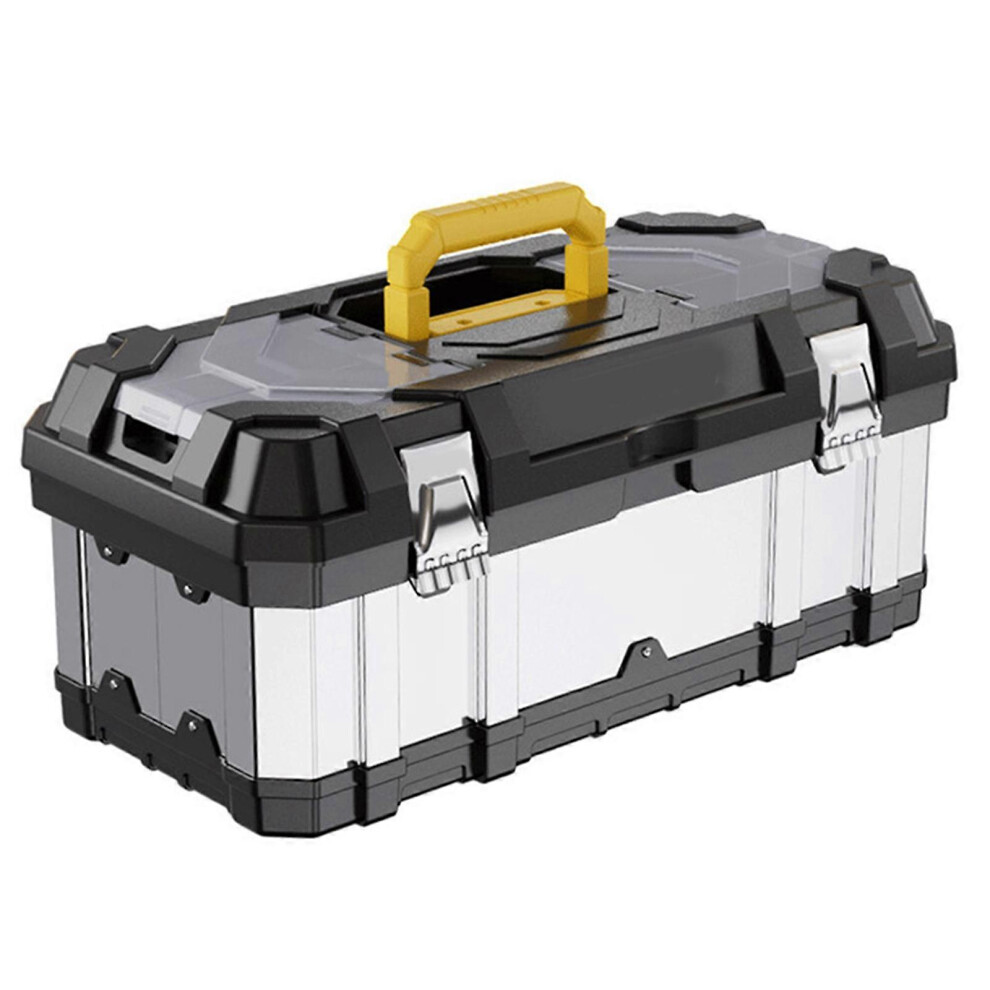(21 inches, One size) Stainless Steel Tool Box Portable Toolbox Electrician Hardware Storage Box Large Capacity Industrial Suitcase Tool Bag  21 inche