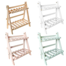 (Green, One size) 2 Tier Wood Storage Shelf Desktop Wooden Rack Plant Pot Flower Basket Stand for Home Kitchen Bathroom Spice Towel Holder  Green