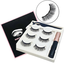 (3d18, One size) Magnetic Eyelashes and Eyeliner Kit Magnetic Lashes 3D Natural Look with Eyeliner Lightweight Sweatproof False Eyelashes