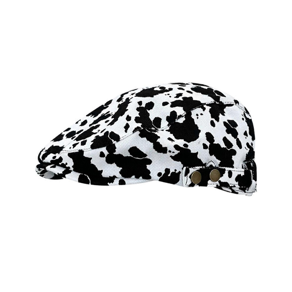 (leopard print, One size) Fashion Cow/ Leopard Print Berets Hat Men Women Newsboys Cap Spring Summer Sunproof Hats Duckbill Flat Cap for Summer