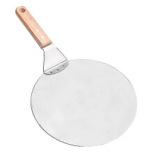 Stainless steel pizza shovel with wooden handle, pizza pusher for pizza stone, bread pusher, cake shovel, pizza peel