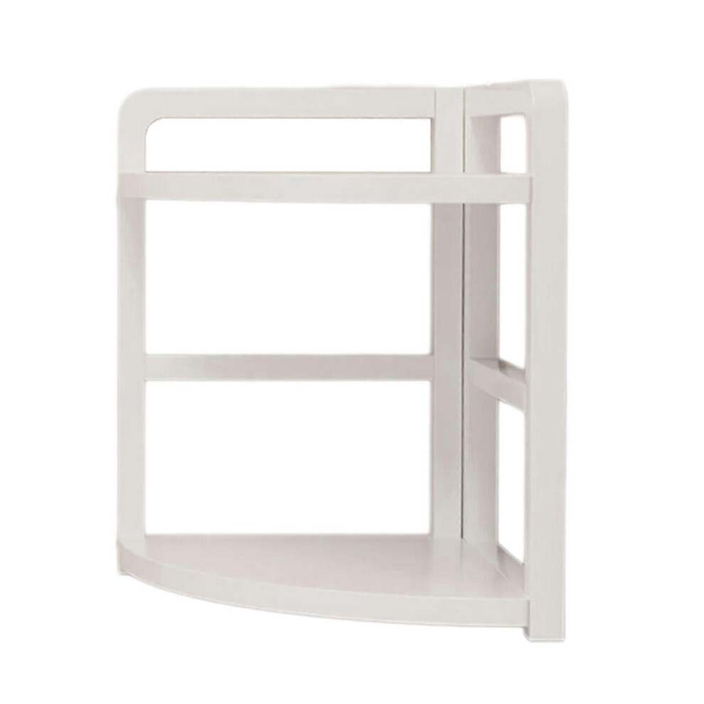 (Warm White, One size) Corner Wall Shelf 2 Layer Desk Storage Rack Space Saving Corner Stand Multifunctional Corner Shlef for Books & Decors  Warm Whi-image-OPC-PHYQ9F5-NEW