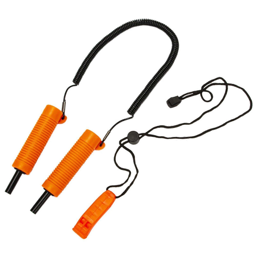 (As show, One size) Retractable Ice Safety Pick Emergency Gear Non-Grip Spikes with Whistles Stainless Steel Ice Pick Sets for Ice Fishing  Orange