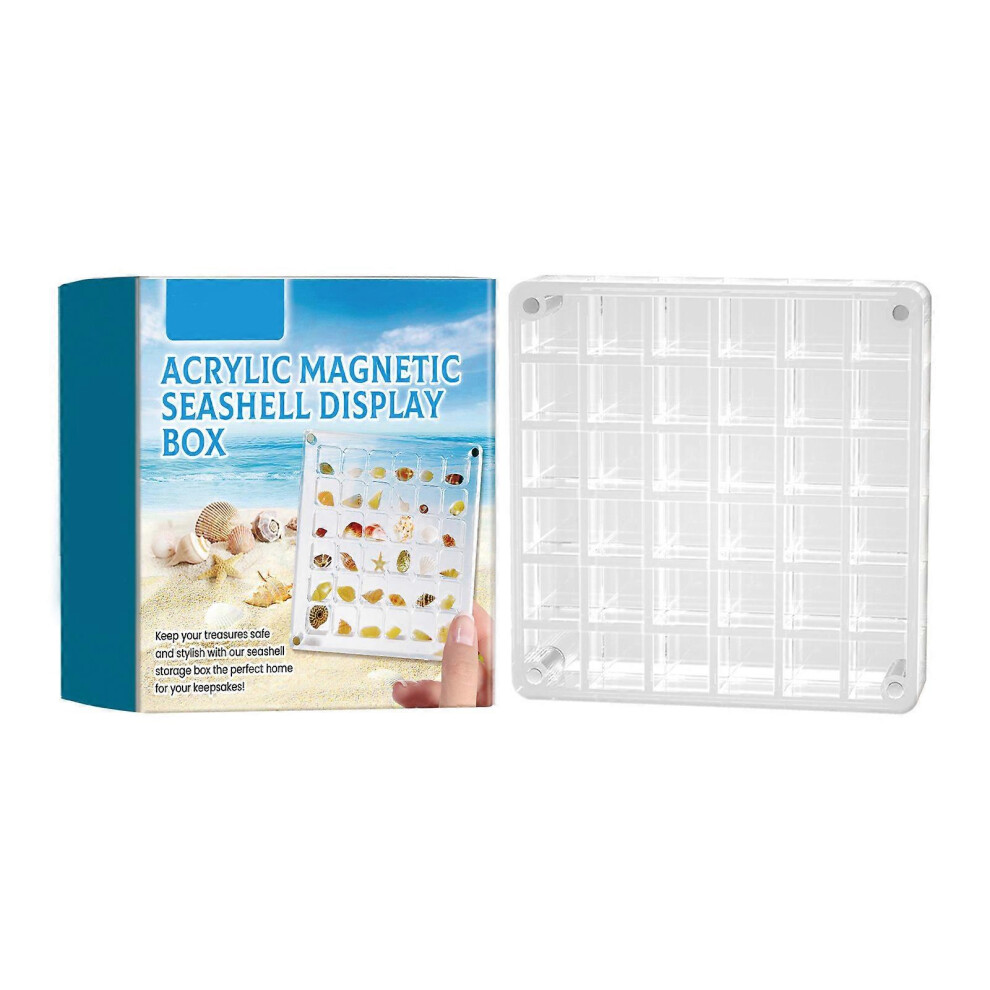 (2, One size) Acrylic Magnetic Shells Display Case Dustproof Moisture Proof Seashells Holder for Collectors Seashells Presentation Box
