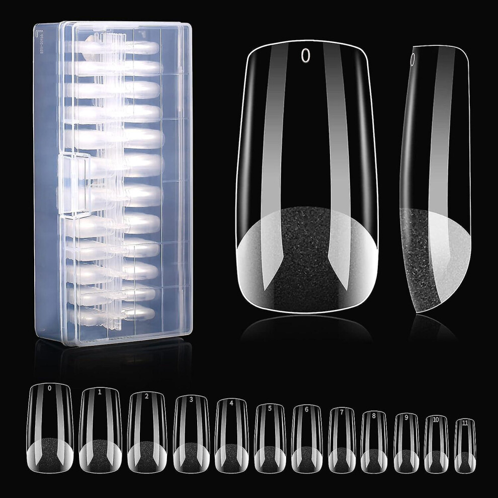 Kikidex (As Show, One Size) 500Pcs Fake Nail Tips - Hkfuon Nail Tips Clear Nails, Full Cover Acrylic Nails Professional Artificial False Nails Press On Nails