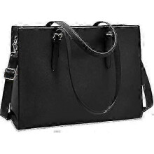 (As show, One size) Women's Laptop Bag Waterproof Lightweight Leather 15.6 Inch Laptop Handbag Business Office Briefcase Work Bag Black