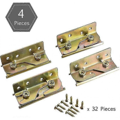 Set Of 4 Rust Resistant Mortiseless Bed Rail Mounting Brackets with Screws 1