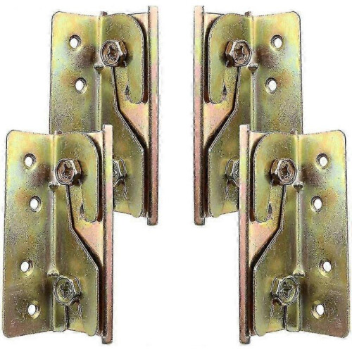 Set Of 4 Rust Resistant Mortiseless Bed Rail Mounting Brackets with Screws