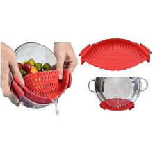 (As show, One size) Silicone Pot Strainer And Pasta Strainer, Adjustable Silicone Clip-on Strainer For Pots And Bowls, Kitchen Strainer Funnel For Food And Fruits And Veg