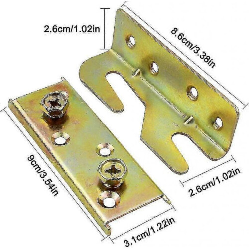Set Of 4 Rust Resistant Mortiseless Bed Rail Mounting Brackets with Screws 2