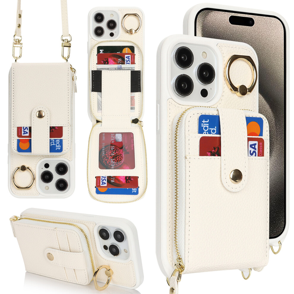 (White, iPhone XS) Suitable for Apple 16 ring card holder mobile phone case 16pro business card multi-function anti-fall mobile phone case-image-OPC-PHYQCFG-NEW