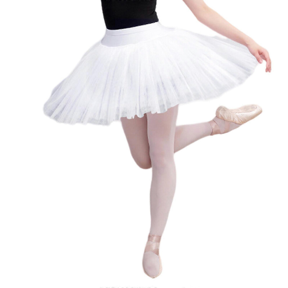 (S, Black) Women 7 Layered Tulle Pleated Ruffle Skirt with Panty Ballet Dance Platter Tutus Skirts for Festival Stage Performances  White S