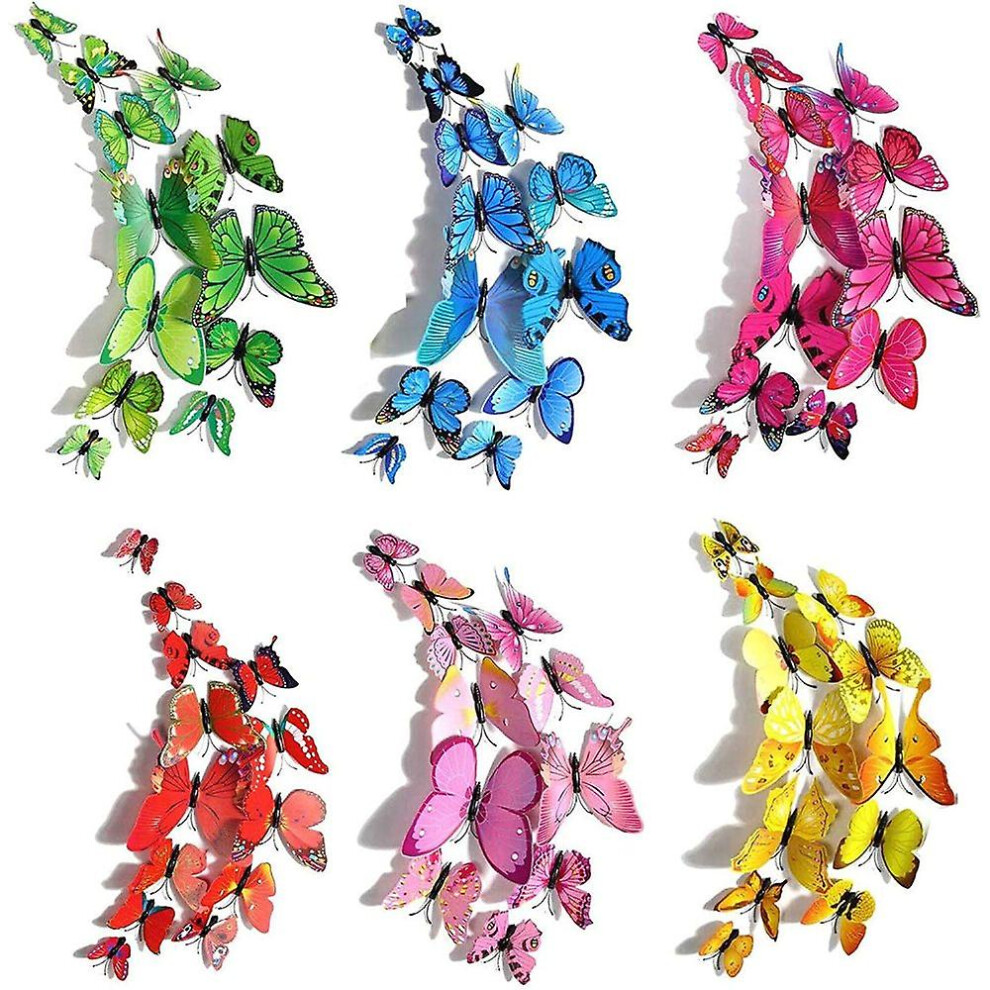 (As Show, One Size) 72 Pack 3D Butterfly Wall Decor, Butterfly Sticker Removable Mural Sticker Butterfly Decor For Family Room Bedroom Kids Kikidex