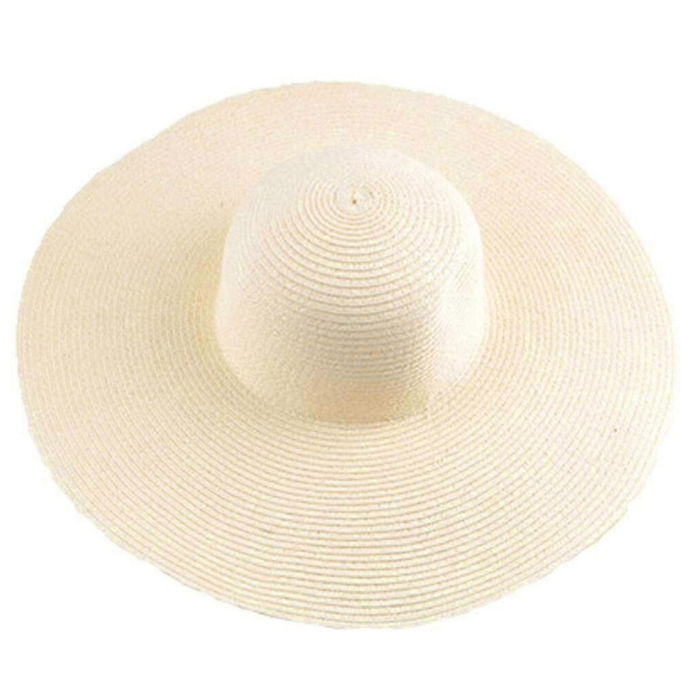 (Black, One size) Sun Hat Widen Brim Sun Protection Solid Color Summer Outdoor Fashion Big Brimmed Straw