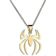 (Gold, One size) Spider Pendant Necklace Stainless Steel Lightweight Hypoallergenic Insect Jewelry Silver