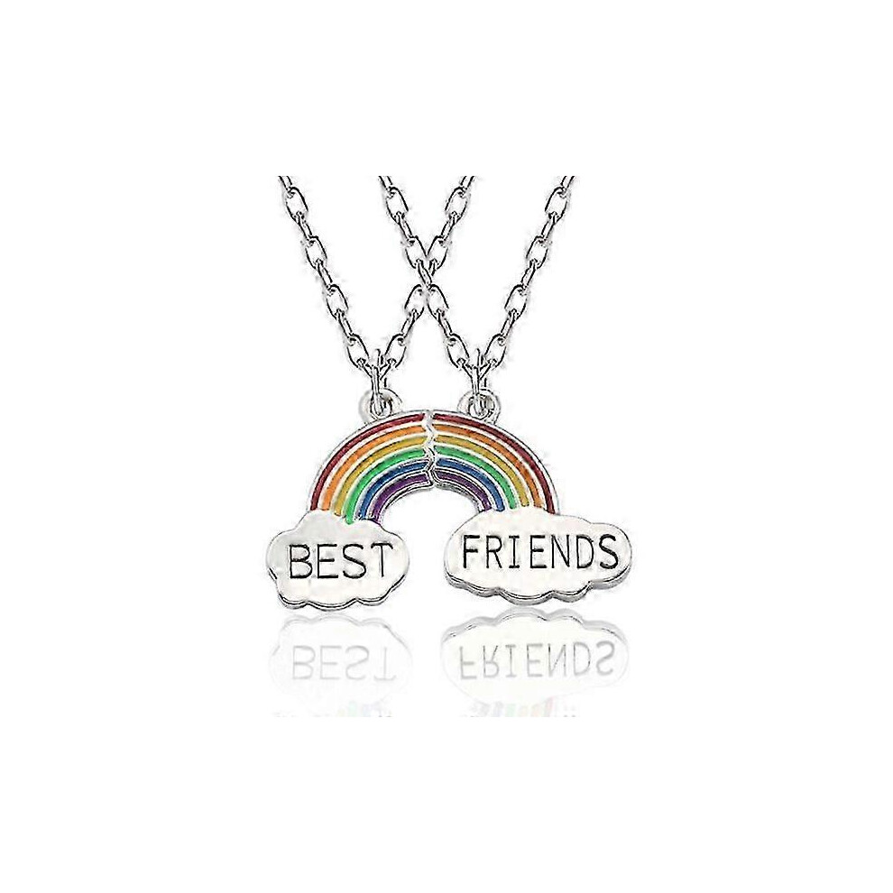 Kikidex (As Show, One Size) Friend Necklace Rainbow - Two-Part Friendship Necklace For Friends Silver