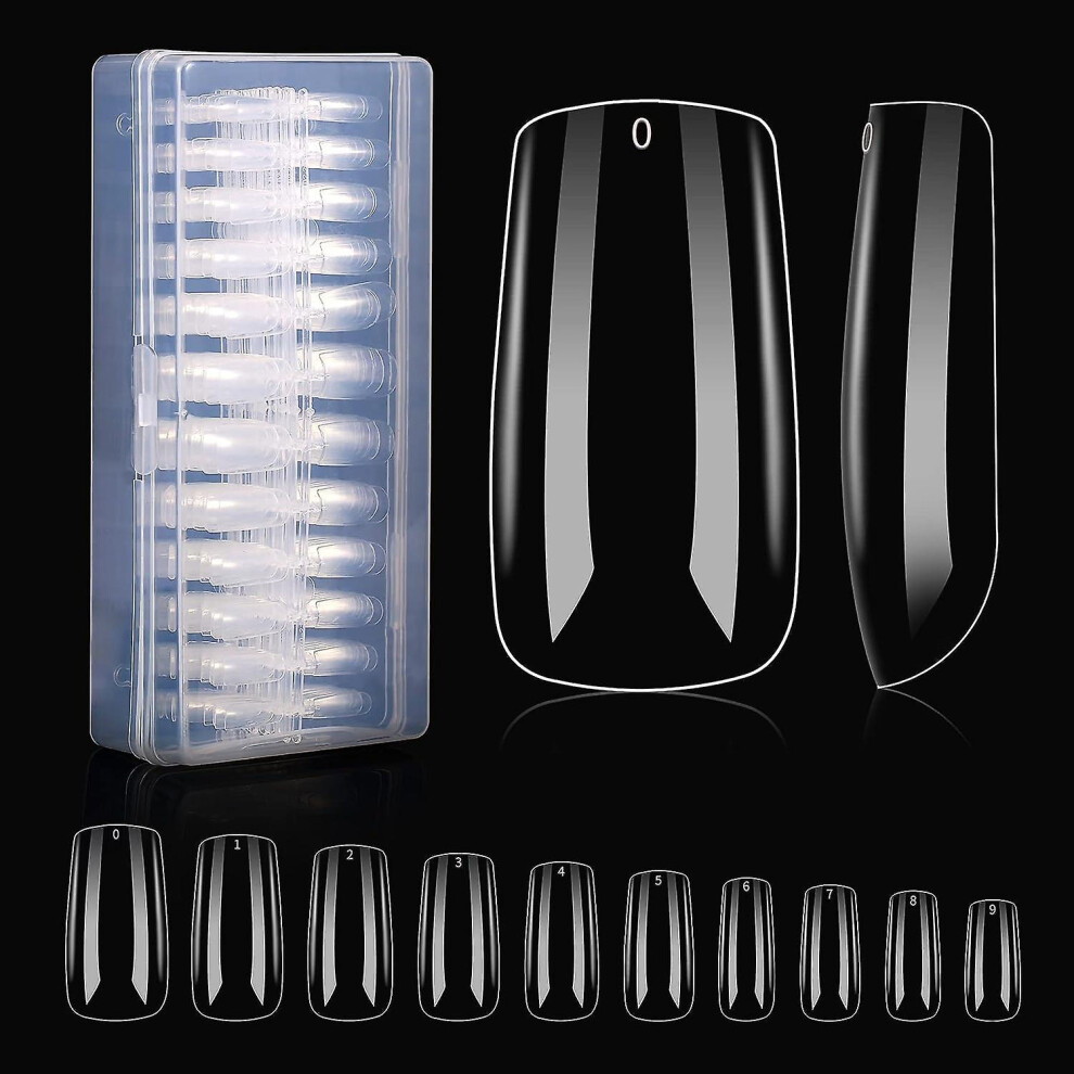 Kikidex (As Show, One Size) 500Pcs Fake Nail Tips - Hkfuon Nail Tips Clear Nails, Full Cover Acrylic Nails Professional Artificial False Nails Press On Nails