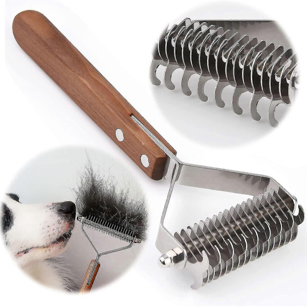 Kikidex (As Show, One Size) Coat King Brush Dogs And Cats, Pet Grooming Comb Detangling Rake Dramatically Reduces Hair Loss