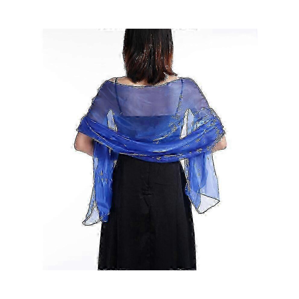 (Lake Blue, One size) Women&#39;s Evening Dress Wedding Shawl Solid Color Party Shawl Tulle Scarf-image-OPC-PHYQDYT-NEW
