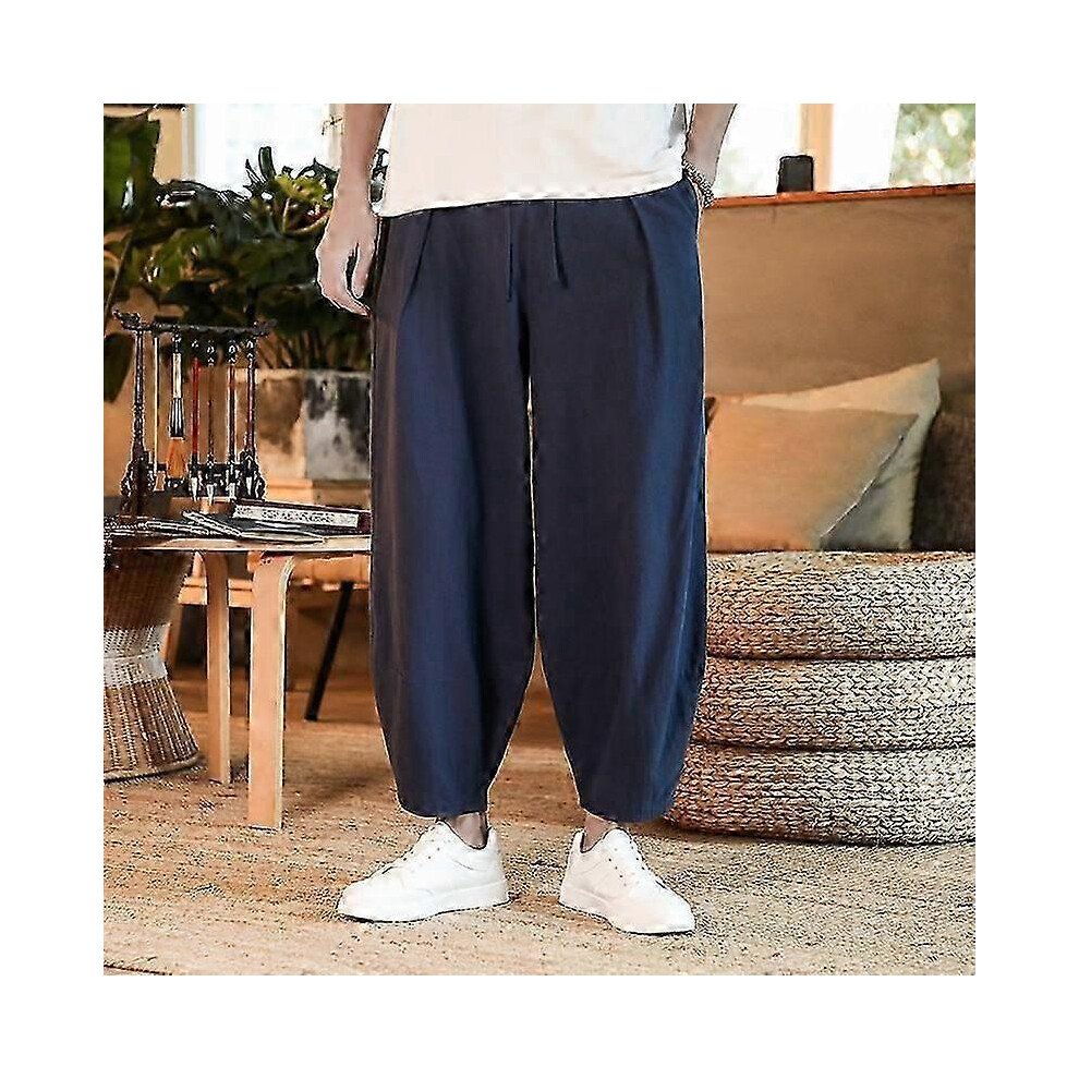 (5xl, One size) Japanese Loose Men&#39;s Cotton And Linen Pants-image-OPC-PHYQDWZ-NEW