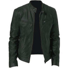(khaki, M) Professional Pu Leather Biker Jacket: High-quality, Comfortable, Skin-friendly, Durable, Stain-resistant, Breathable, Sweat-wicking, Slim Fit