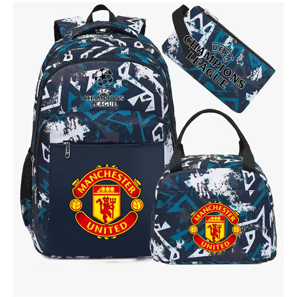 (Green Manchester United) Real Madrid Chelsea football fans around elementary school students Bayern's schoolbags large capacity backpack three-piece