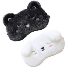 2pcs Cute Animal Sleep Mask for Girls Cute Cartoon Cat Dog Soft Plush