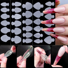 (As show, One size) 48pcs French Forma Dual Sticker Nail Forms Soft Silicone Pad French Extend Nail Stencil Dual Form French Insert Nail Extension Forms Mold French Manic