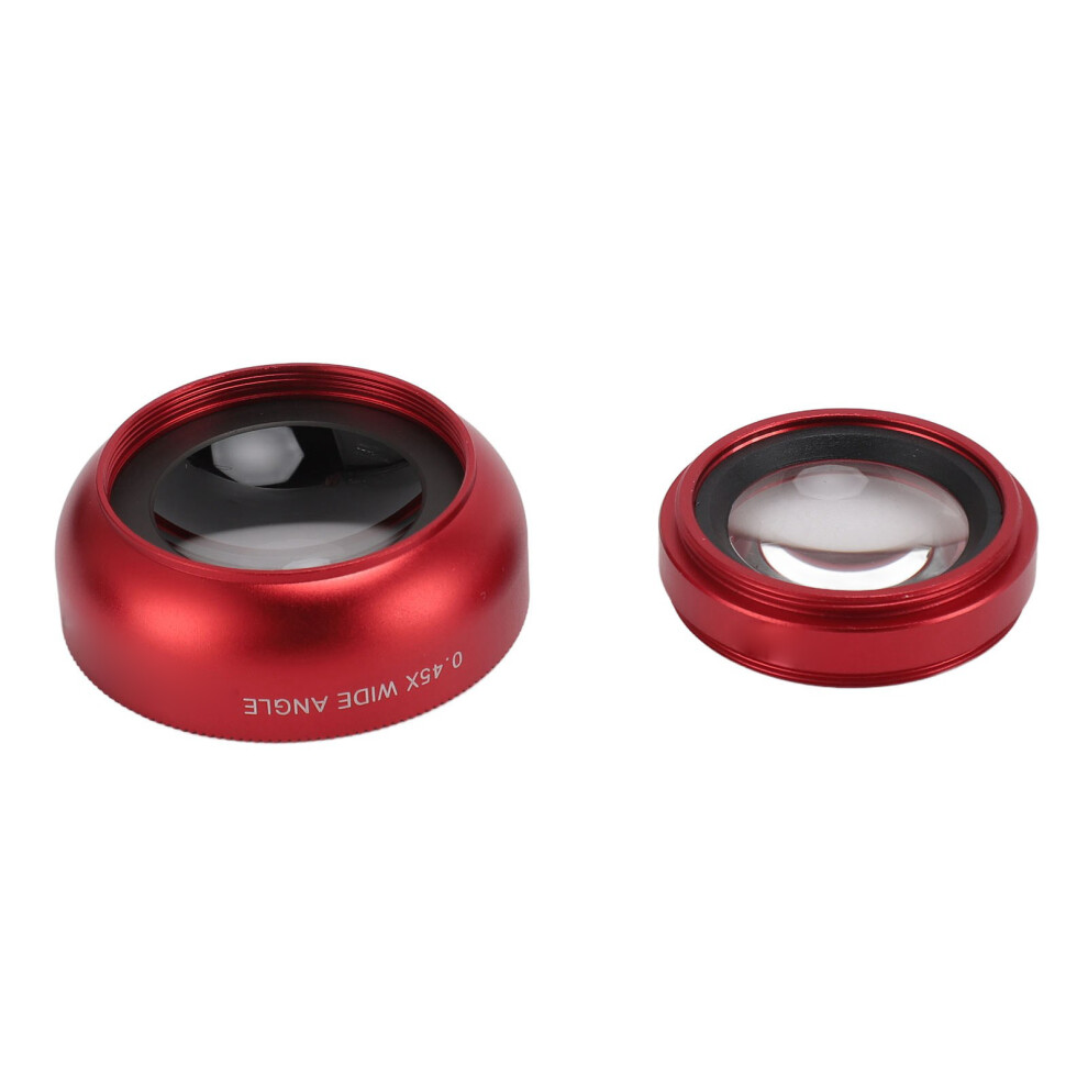 2 In 1 0.45X Wide & 12.5X Macro Lens For Phones/Tablets Red 6931326760528