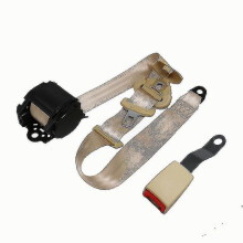 (Beige) Ce Certification Retractable 3 Point Car Seat Belt Universal Driver Safety Belt Auto Safetybelt Adjuster Shoulder Emergency Lock-yujia