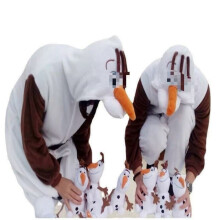 (NT67, S) Xuebao Cartoon One-piece Pajamas Autumn And Winter Flannel Snowman Same Style Couple Funny Pajamas Home Clothes