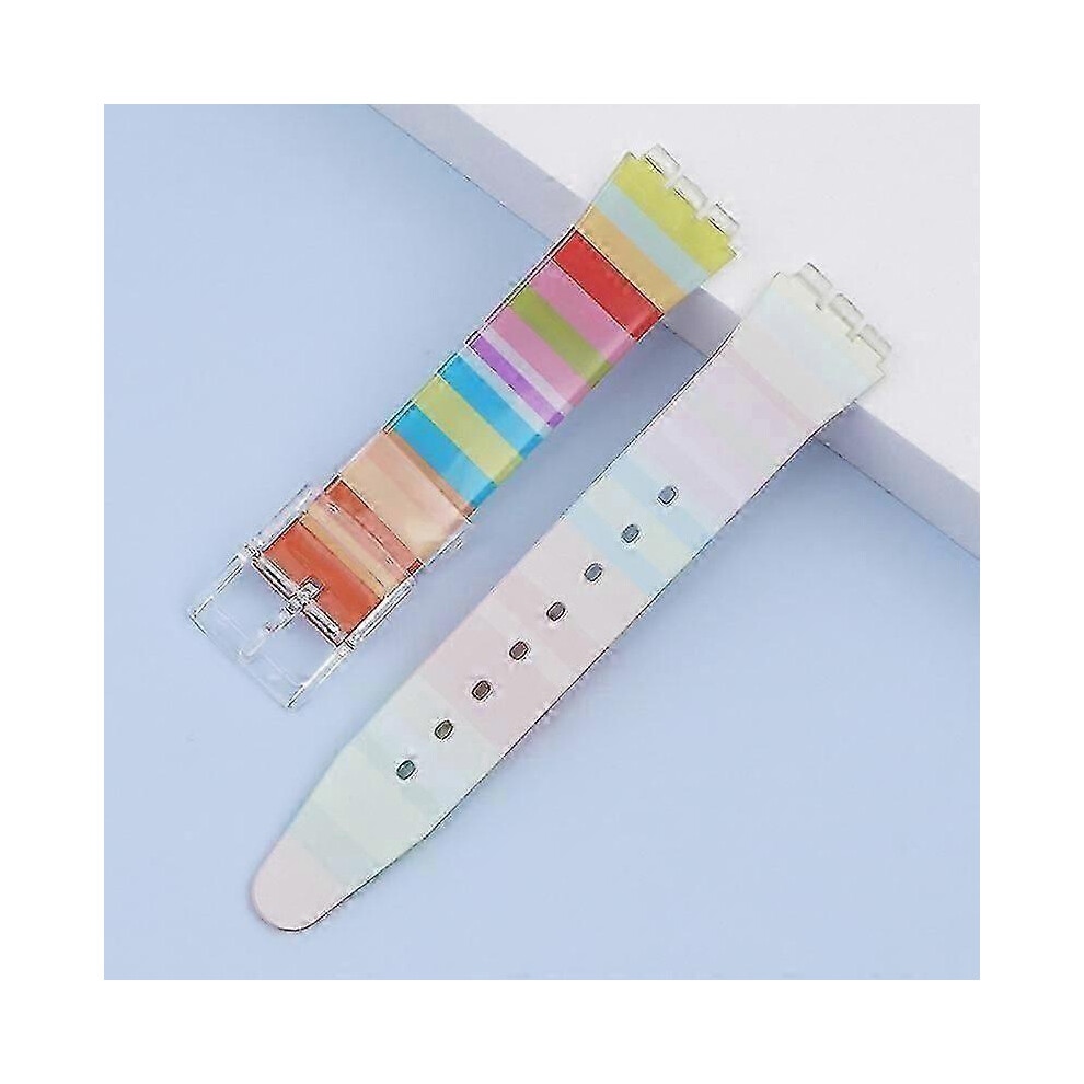 (19Mm, One Size) Rainbow Strap For Swatch Replacement Silicone Strap Accessories 17/19Mm 4333837827219