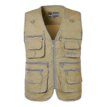 (4XL, One size) Men's Vest With Multiple Pockets And Loose Size Outdoor Fishing Photography Reporter Leisure Summer