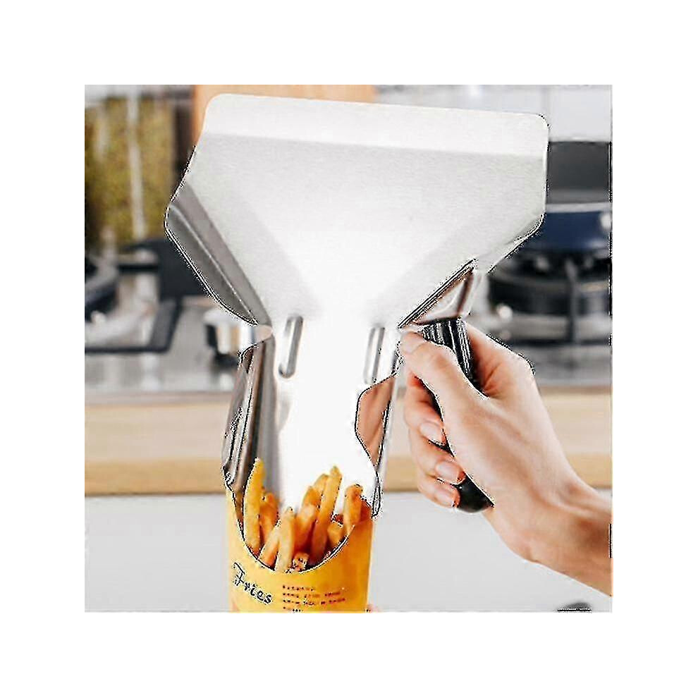Kikidex (As Show, One Size) Thickened French Fries Spatula, Stainless Steel Popcorn Spatula, Food Packaging Spatula-Zzy
