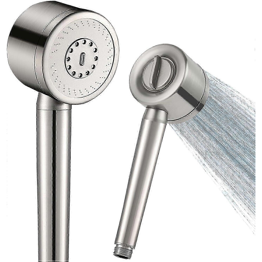 (As show, One size) All Metal High Pressure Shower Head 304 Stainless Steel, Water Saving Shower Head, 3 Spray Modes - Spa Massage In (silver)