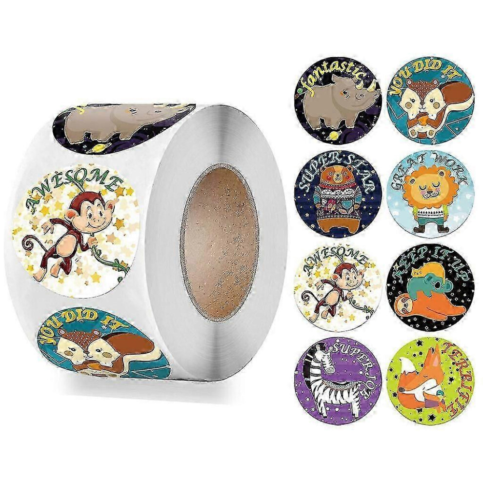 Kikidex (As Show, One Size) 1 Roll Cartoon Animal School Teacher Reward Stickers Motivate Students Stickers
