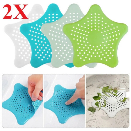 (Red) Kitchen Sink Anti-clogging Pentagram Starfish Silicone Bathroom Drain Strainer 1