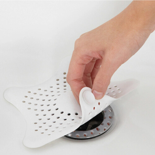 (Red) Kitchen Sink Anti-clogging Pentagram Starfish Silicone Bathroom Drain Strainer 2