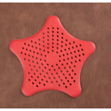 (Red) Kitchen Sink Anti-clogging Pentagram Starfish Silicone Bathroom Drain Strainer
