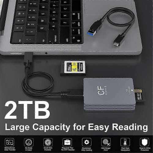 2 in 1 CFexpress Type B SD Card Reader CFexpress Reader USB 3.2 10Gbps Dual-Slot with /A Cable for bs 1