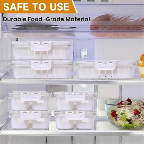 Snackal Box Fridge Storage:Divided Serving Tray -Snack Organizer Reusable Food Platter Portable Ref js 2