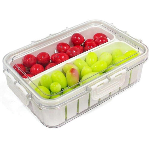 Snackal Box Fridge Storage:Divided Serving Tray -Snack Organizer Reusable Food Platter Portable Ref js