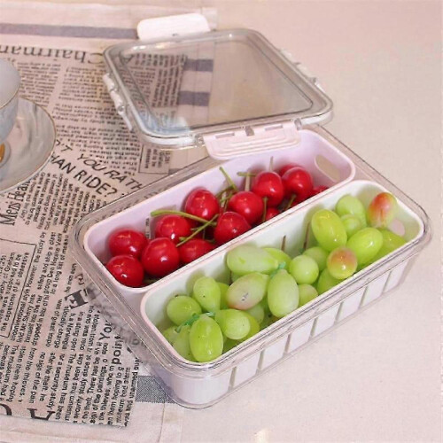 Snackal Box Fridge Storage:Divided Serving Tray -Snack Organizer Reusable Food Platter Portable Ref js 1