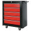 Homcom HOMCOM 5-Drawer Tool Chest Steel Lockable Tool Storage Cabinet w/ Wheels Red 9