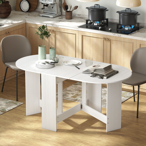 Homcom (White) HOMCOM Oval Kitchen Table for Dining Room, Small Space