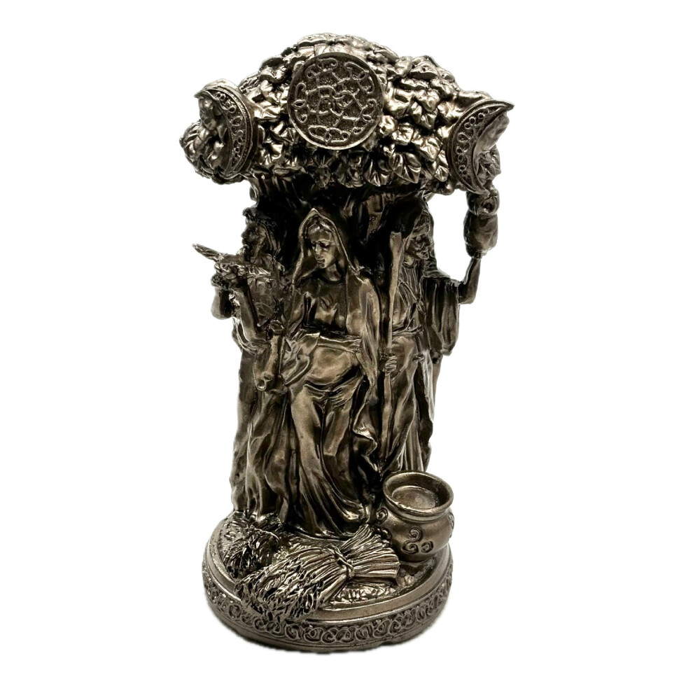 (dark gold) Triple Moon Goddess Crystal Ball Stand Resin Statue Pagan Wicca Altar Decoration
