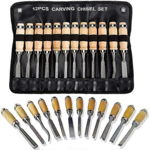 12pcs Professional Wood Carving Chisel Set w/Carrying Case