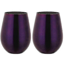 (Purple) Two-piece stainless steel stemless wine glasses, Spherical design, Keeps room temperature, Non-toxic and odorless